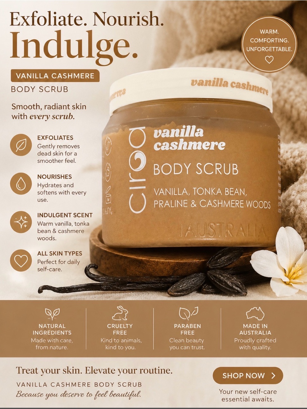 Vanilla Cashmere Body Scrub — Nourishing Vanilla Scent